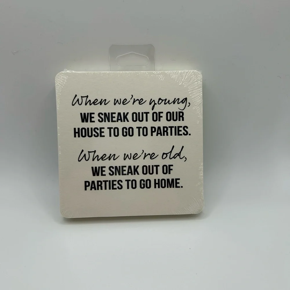 Party Coaster with Humorous Quote (pack includes 6 paper coasters)